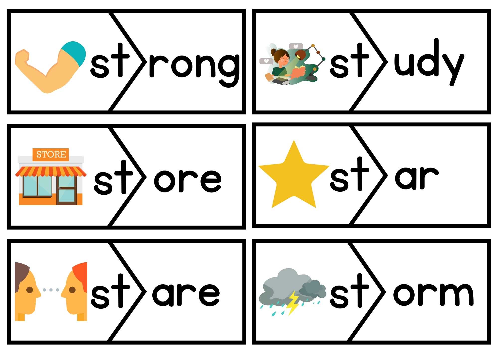 ST Beginning Blends Puzzle Match Phonics Set 1